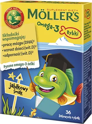 Produktbild von Mollers Omega-3 Fischöl Gummibärchen Apfel, 36 Stück