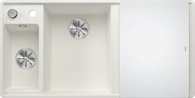 Produktbild von BLANCO AXIA III 6 S-F, SILGRANIT® PuraDur®, weiß, Becken links, mit Glasschneidbrett