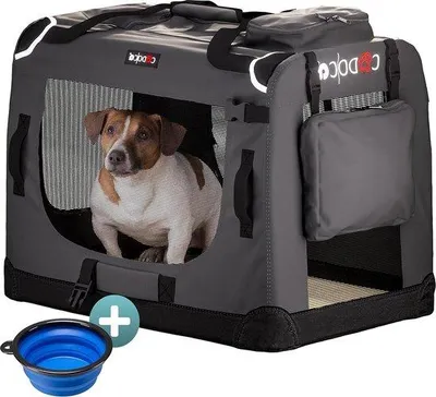 Produktbild von Famanu Transportbox für Haustiere faltbar 60x42x42cm Anthrazit - Transportbox für Hunde