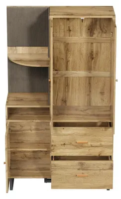 Image de Armoire compacte pour l'entrée – Armoire avec espace chaussures – Panneaux rembourrés – Meuble bas – Meuble mural – Couleurs naturelles