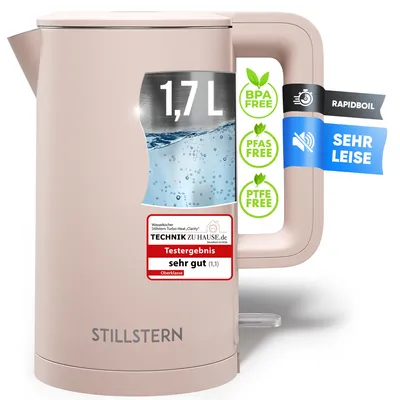 Produktbild von Stillstern Wasserkocher mit Edelstahl Filter [1,7L - 2200W] Wasserkocher mit Präzisionsausguss und Anti-Fingerprint Beschichtung, Schnelles Aufheizen, Teekocher Camping, Matt Finishing