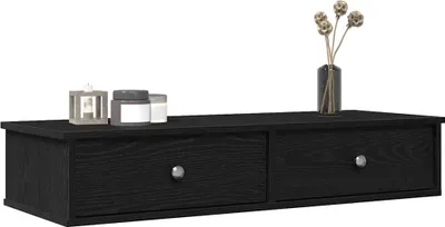 Obrázok produktu pre Maison Exclusive - Nástenná polica so zásuvkami Čierna 100x37,5x19 cm Drevený materiál