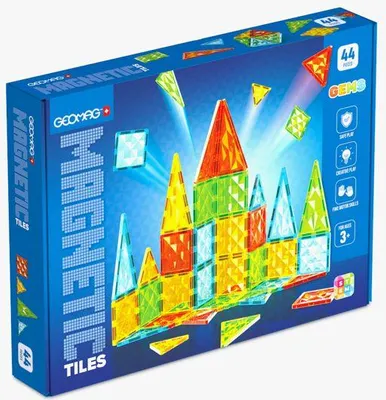 Image de Tuiles Magnétiques GEOMAG Tiles Gems, 4102, 44 Pièces, Formes Géométriques, Effet Cristal
