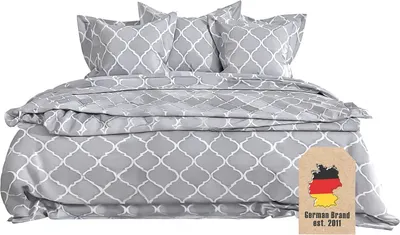 Immagine prodotto di Intirilife copripiumino federa - GRIGIO BIANCO - biancheria da letto per camera da letto e camera dei bambini camera dei giovani