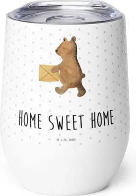 Produktbild von Mr. & Mrs. Panda Thermobecher Bär Zuhause - Weiß - Geschenk, glühwein tasse, Teddy, Edelstahlbecher, Thermo Becher, thermosbecher, kaffee