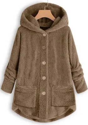 Obrázek produktu pro ASKSA Dámský plyšový svetr Silná teplá mikina Teddy Jacket Long Cuddly Sweater, Khaki, S