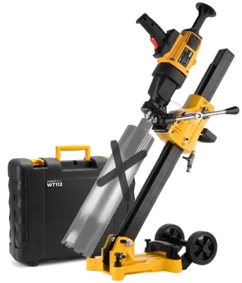 Produktbild von Kernbohrgerät 3 Gänge 1500 W an Neigbarer Kernbohrständer mit Rädern - Diamant Kernbohrmaschine 3960 U/min für Nass und Trockenbohrungen WT112