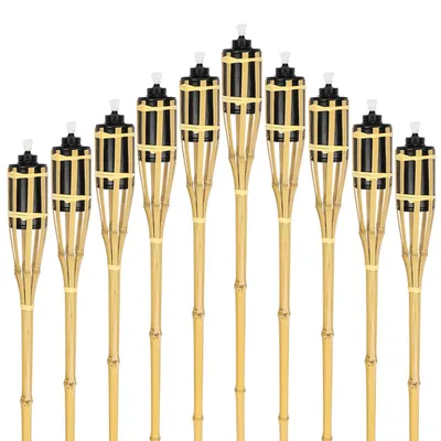 Immagine prodotto di Jiubiaz torce da giardino set 30x lampade torcia olio stoppino 90cm torce di olio di bambù per lampada all'aperto olio per torcia fiamme fuoco festa decorazione