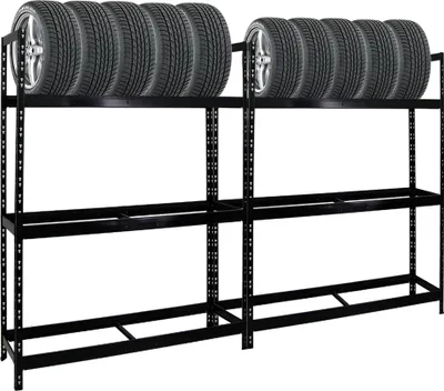 Produktbild von Mega Deal | 2x Reifenregal Tiger XL | HxBxT 200x150x45 cm | 300kg Fachlast | bis zu 36 Reifen | Schwarz