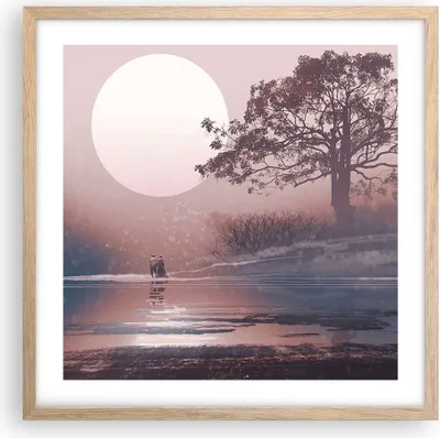 Produktbild von Gerahmtes Poster - Rahmen in heller Eiche - Mond Paar Baum - 50x50 cm - Wand Bild - Wanddeko - Wandbilder - Kunstposter - Wandposter - Bilderrahmen - Bilder - Kunstdruck - Wandbild - P2NAC50x50-4236