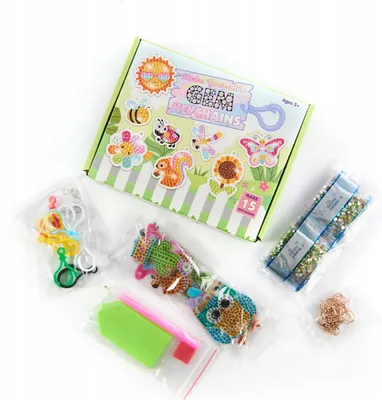 Produktbild von Diamond Painting Set Kinder - 15x Schlüsselanhänger Bastelset Diamant Malerei