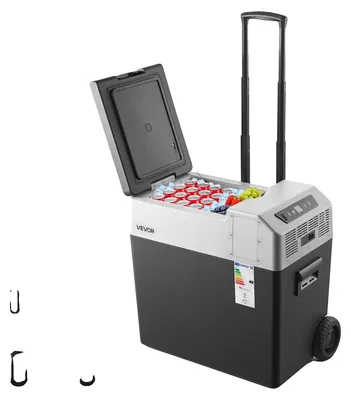 Obrázek produktu pro Chladicí box VEVOR s kompresorem, 50 l, autochladnička s rukojetí, ovládáním přes aplikaci a kolečky, 12 V/24 V DC, 100–240 V AC, -22 °C až 10 °C, elektrická mraznička pro nákladní vozy, dodávky, obytné vozy, SUV a kempování