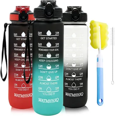 Imagen del producto de Botella deportiva de 1 litro con pajita, libre de BPA, fabricada en Tritan, ideal para actividades físicas