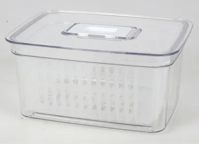 Produktbild von Kühlschrankbox 2L mit Einsatz PP PET transparent | Vorratsdose zur Lebensmittelaufbewahrung | Stapelbar, BPA-frei & spülmaschinengeeignet