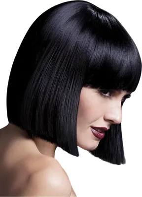 Produktbild von Pruik Lola Steile Korte Bob met Pony Zwart
