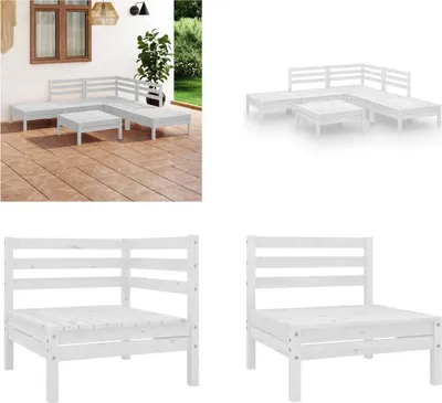 Produktbild von vidaXL 6 tlg. Garten Lounge Set Massivholz Kiefer Weiß - Garten-Lounge-Set - Garten-Lounge-Sets - Palettensofa-Set - Palettensofa-Sets