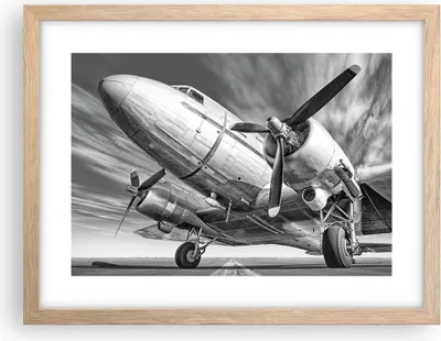 Produktbild von Gerahmtes Poster - Rahmen in heller Eiche - Flugzeug Retro Flugzeug - 40x30 cm - Wand Bild - Wanddeko - Wandbilder - Kunstposter - Wandposter - Bilderrahmen - Bilder - Kunstdruck - P2NAA40x30-4952