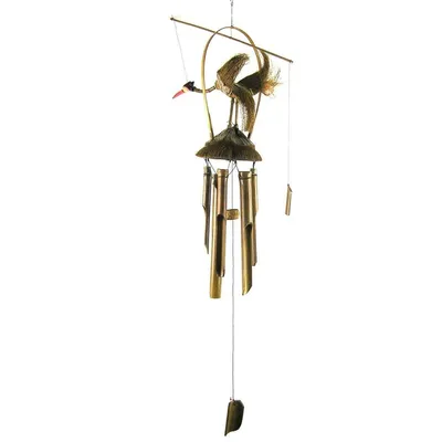 Image de Carillon sonore en bambou Décoration sonore Tubes sonores Détente Jardin Cloche de porte Oiseau Grue