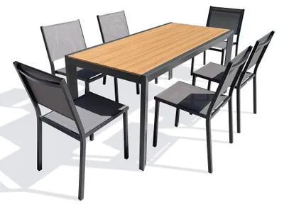 Image de Ensemble repas de jardin 6 places en alu