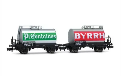 Produktbild von Arnold 2-tlg. Set 2-achs. Kesselwagen BYRRH Ep. IV SNCF
