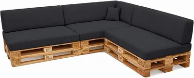 Produktbild von Palettenkissen Palettenauflagen mit abnehmbarem Bezug Palettenmöbel Palettensofa 8er Set: Sitzkissen 120x80 + Rückenlehne 120x40, Anthrazit