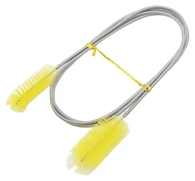 Image de Brosse de nettoyage pour aquarium - Brosse pour aquarium - Flexible - Courbable - Acier inoxydable - 45 cm - Jaune
