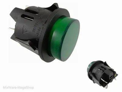 Produktbild von Taster Einbau ø 25mm 250V 16A grün, beleuchtet AUS-EIN, Flachstecker 6,3mm