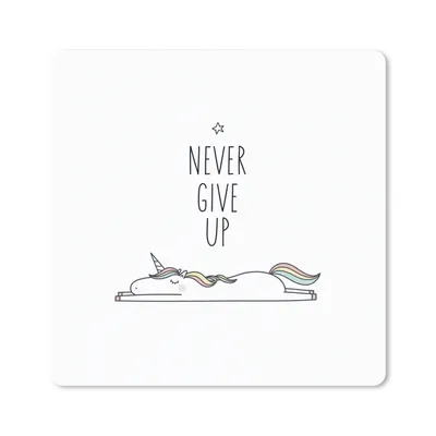 Produktbild von MuchoWow® Mauspad Mousepad Einhorn - Kinder - Zitate - Niemals aufgeben - Mädchen 20x20 cm - Mousepads - Maus Mat - Pad - Mausunterlage - Desk Mat - Bureauartikeln