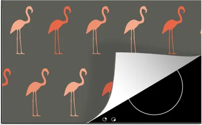Produktbild von KitchenYeah© Herdabdeckplatte Flamingo - Vogel - Muster , 89x51cm, Küche Deko, Glaskeramikkochfeld Herdabdeckung, Abdeckplatte fùr Kochfeld
