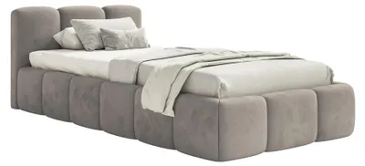 Obrázek produktu pro Selsey Cloudy Low – čalouněná postel 90 × 200 cm, úložný prostor a rošt, světle šedý samet