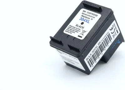 A black ink cartridge is shown against a white background.