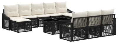 Produktbild von vidaXL Gartensofa-set 11 stk. Schwarz und Cremeweiß Poly-Rattan