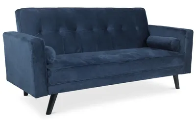 Image de MENZZO Canapé convertible clic-clac scandinave Slow Velours Bleu