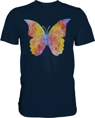 Produktbild von Farbenfroher Schmetterling T-Shirt – Navy / M