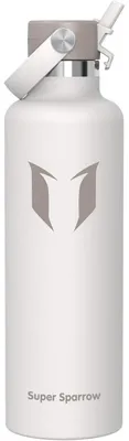 Image de Gourde en acier inoxydable, tasse isotherme de 1000 ml, couleur gris clair, modèle FlipFlow avec paille, sans BPA