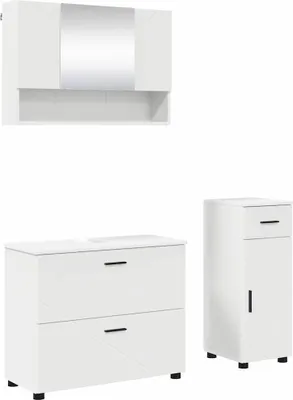 Imagen del producto de vidaXL Juego de 3 muebles de baño, color blanco, fabricados en madera contrachapada y metal