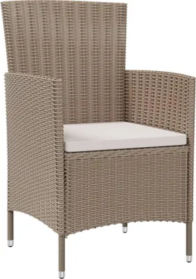 Produktbild von vidaXL Gartenstühle mit Kissen 2 Stk. Poly Rattan Beige