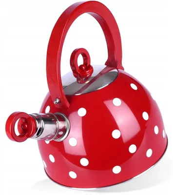 Produktbild von Orion Emaille Teekessel 1,5L Rot mit Punkten für Induktion