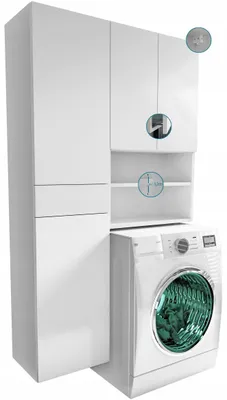 Zdjęcie produktu dla zabudowa pralki szafki wiszące do pralni 100 100cm biały mat cała