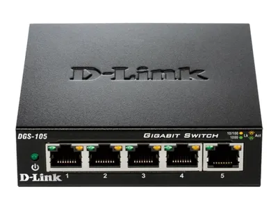 Zdjęcie produktu dla D-Link DGS-105, Nie zarządzany, L2, Gigabit Ethernet (10/100/1000), Pełny dupleks
