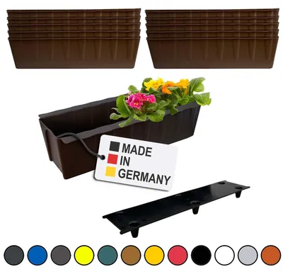 Image de BURI 10 inserts de jardinières pour palettes Euro avec tapis d'arrosage | 37,3cm brun | Jardinière pour palette Euro | Balconnière | Pot de fleurs | en plastique solide | Germany