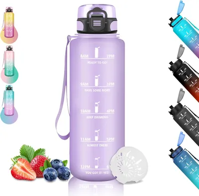 Obrázok produktu pre Fľaša na vodu 1,5 L, nepretekajúca, pre šport, bez BPA, s časovou stupnicou