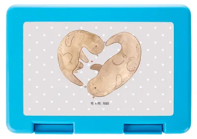 Produktbild von Mr. & Mrs. Panda Bento Box Otter Herz - Grau Pastell - Geschenk, Snackbox, Bentobox, Vorratsbehälter, Vesperbox, Liebe, Lunchbox