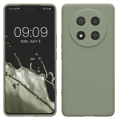 Produktbild von kwmobile Handyhülle für HONOR Magic7 Lite Hülle - weiches Handy Silikon Case - Schutzhülle Cover - Graugrün