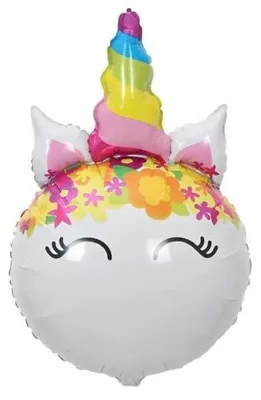 Image de Ballon en aluminium Licorne avec des fleurs 64 x 41 cm - Godan