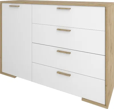 Obrázok produktu pre nabbi Komoda so zásuvkami Finni CH-1D/4DR - dub wotan / biela