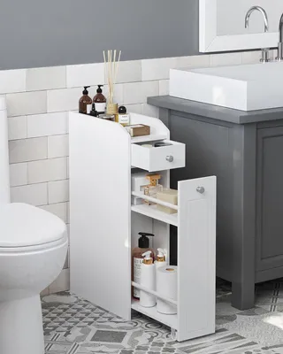 Produktbild von Badschrank - Kommode mit Schubladen - Toilettenschrank - Aufbewahrung für Bad - Zum Zusammenbauen - Weiß