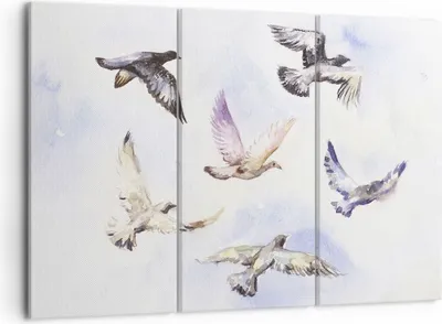 Produktbild von Bild auf Leinwand - Leinwandbild - Vögel Aquarell Wildheit Fliegen - 105x70cm - Wand Bild - Wanddeko - Leinwanddruck - Bilder - Kunstdruck - Leinwand bilder - Wandkunst - CE105x70-3066