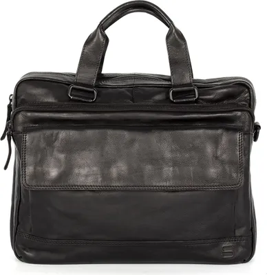 Produktbild von SPIKES & SPARROW Leder Businesstasche Schultertasche mit Laptopfach Kevin Business Bag Black schwarz