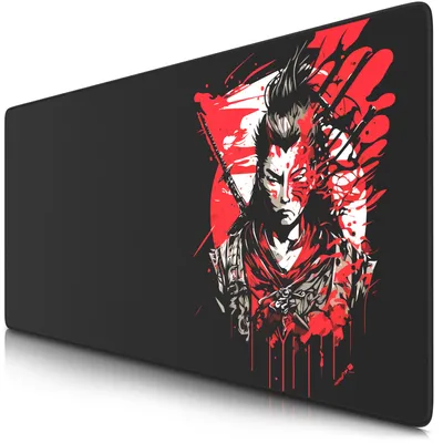 Image de Tapis de souris gaming Titanwolf XXL, 900 x 400 x 3 mm, sous-main, lavable, dos antidérapant, vitesse & précision, Samurai
